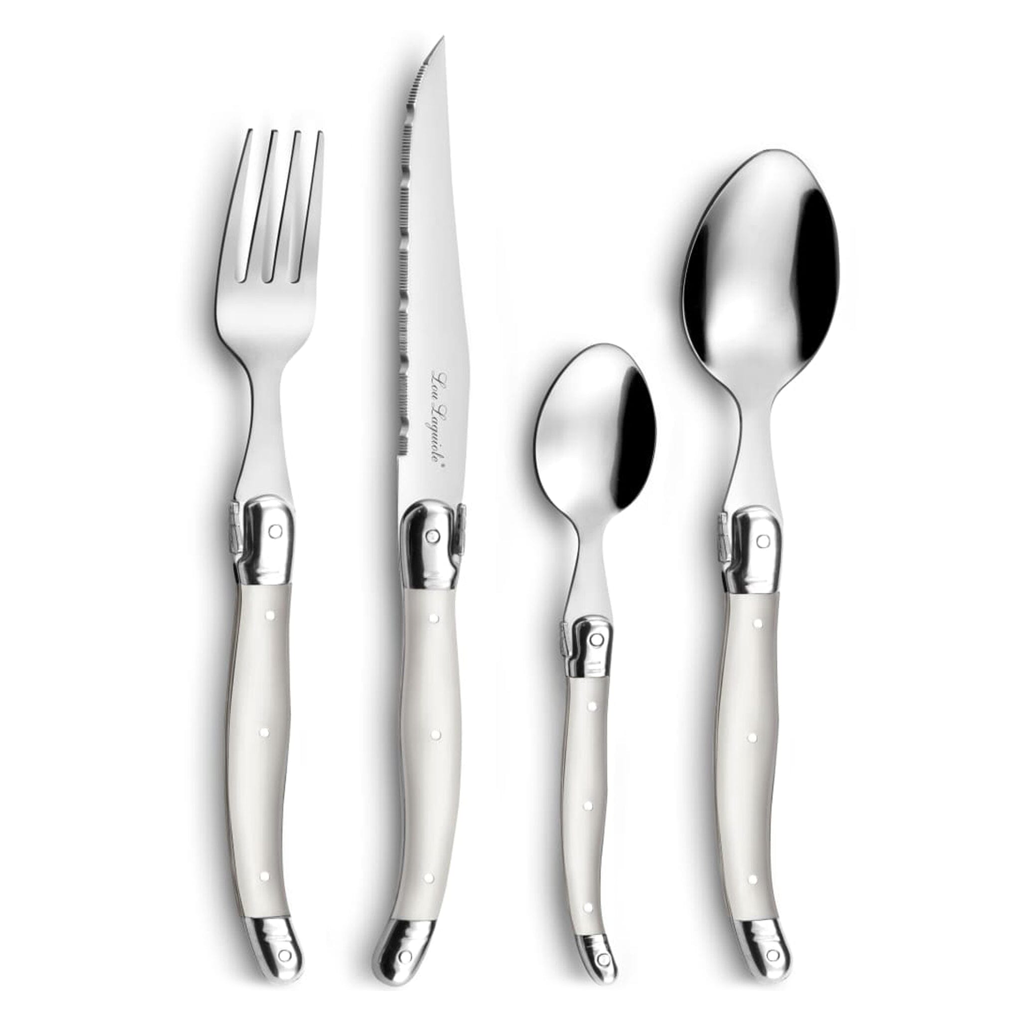 Lou Laguiole - 24-pc cutlery set in open window box - pearl Bestekset Lou Laguiole